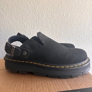 Dr. Martens Black Suede Slingback Platforms